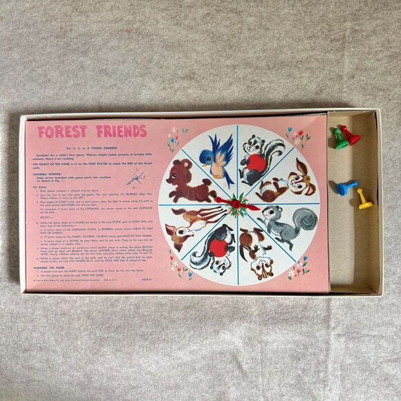 Vintage Forest Friends Board Game 1956 Milton Bradley Kids Animal Game Complete - Picture 5 of 5